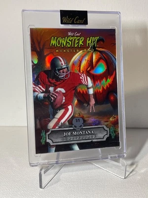 Joe Montana 2025 Wild Card Haunted Hits Monster Hit 1/1 Foil Holo 49ers Salón de la fama Foto 1 de 2