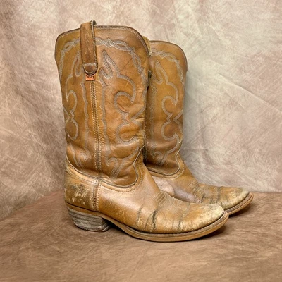 Bota de Vaquero Levi's Vintage Años 70 Naranja Tab Cuero Becerro Alto Caminar Bordada Foto 1 de 4