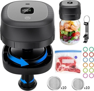 FORZENWIND Electric Mason Jar Vacuum Sealer Kit for Wide Mouth and Regular Mouth Mason Jars