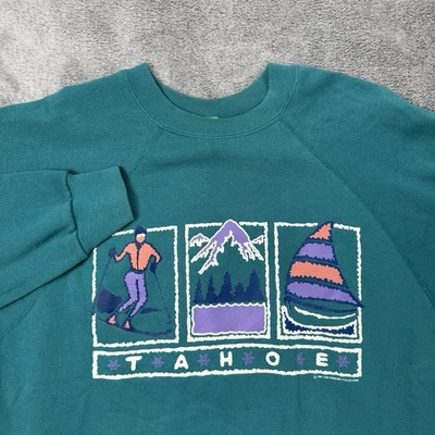Sudadera Tahoe De Colección Para Hombre Grande Años 90 Hecha en EE. UU. Tultex Etiqueta Vela Esquí Escalada Foto 1 de 4