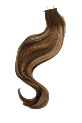 Full Shine 18" Remy Tape Brown/Blonde 20 Pieces Real Human Hair Extensions - Image 1 of 4