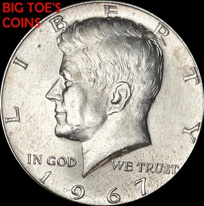 1967 KENNEDY HALF DOLLAR, 40 % SILVER, VERY BEAUTIFUL RARE COIN, FAST SHIPPING - Picture 1 of 2