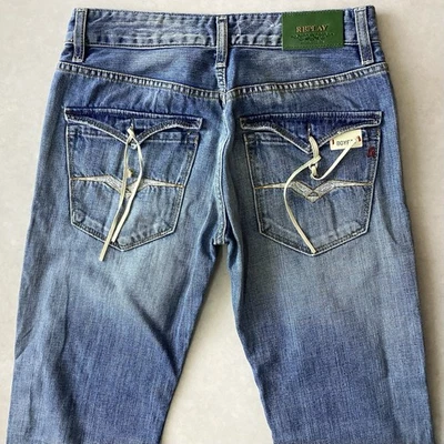 Pantalones de mezclilla para dama Replay JULICKS BOYFRIEND FIT azul desteñido talla 6 W24 L28 (409B) nuevos con etiquetas Foto 1 de 4