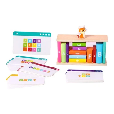 Wooden Building Blocks Set Gift Manipulatives Kids Game Educational with Cat - Image 1 of 4