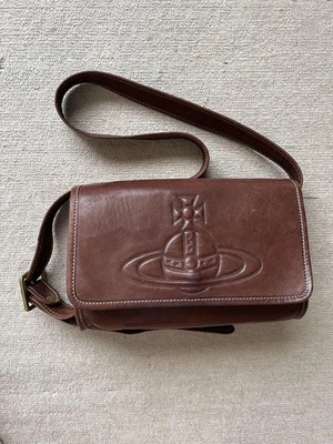 Кожаная наплечная сумка Vivienne Westwood коричневая редкая без печати - Изображение 1 из 4