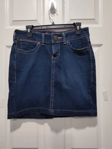Wrangler Pink Label Western Jean Skirt Womens Juniors 5 Dark Wash Denim pockets - Picture 1 of 11
