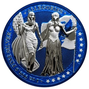 Germania 2019 5 Marks Germania & Columbia iColor azul 1 oz .9999 plata PM0168 - Imagen 1 de 13