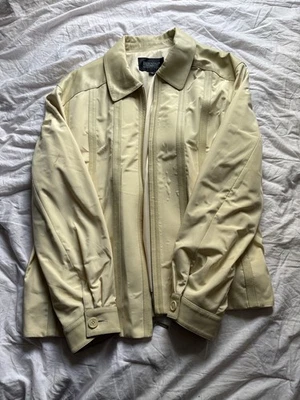 Chaqueta de cuero Bernini crema/blanco para hombre XL hecha en Italia Foto 1 de 4
