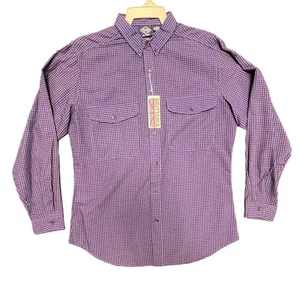 NWT Vintage Brittania Button Up Shirt Men's Size Large Purple Plaid Long Sleeve - Picture 1 of 4