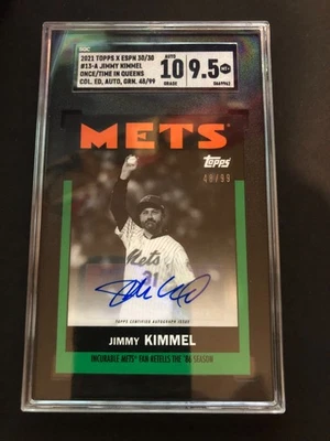 Jimmy Kimmel 2021 Topps x ESPN Mets 1986 #/99  AUTO #JK-A HOT SGC 9.5 - Image 1 of 2