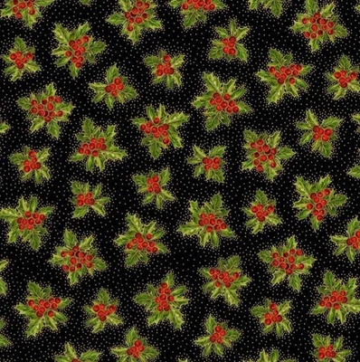 Timeless Treasure - Christmas Poinsettia Border Stripe Metallic Quilting Fabric - Image 1 of 3