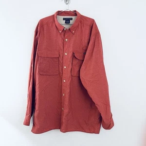 Exofficio Shirt Men 2XL Orange Hiking Fishing Button Up Vented Outdoor Pocket - Picture 1 of 7