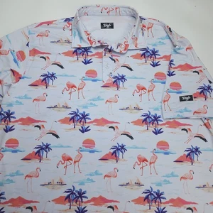 2XL Waggle Mens Flamingo Short Sleeve Polo Golf Shirt - Picture 1 of 4