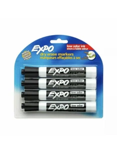 NEU Expo trocken abwischbare Marker Keilspitze geruchsarme Marker - 80661C - 4er Pack - schwarz - Bild 1 von 8