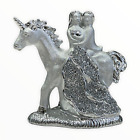 Silver Crushed Diamond Love Couple On Horse With Heart Sparkle Bling Home Decor