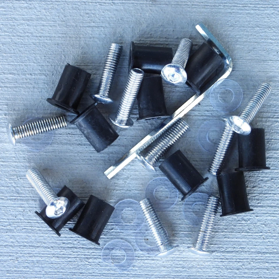 Honda CBR Kawasaki Ninja Suzuki GSXR 600 Yamaha R6 R1 SILVER WINDSCREEN BOLTS - Image 1 of 1