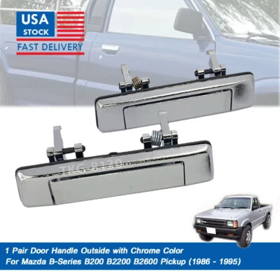 Outside Chrome Door Handle 1 Pair Fit Mazda B2000 B2200 B2600 1986 1987 - 1995 - Image 1 of 4