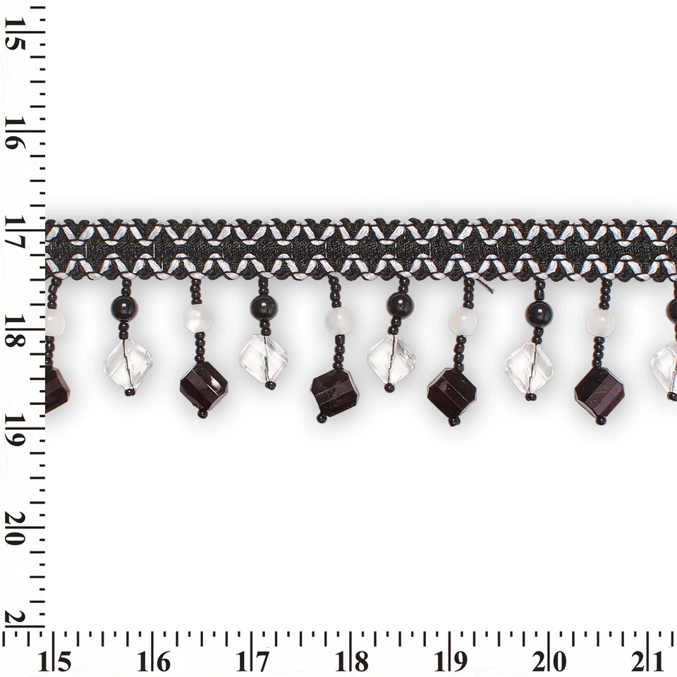 Franja quadrada de borla de strass 2,25" de largura acabamento de poliéster vendido por jarda - Imagem 1 de 1