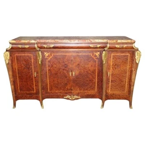 Spectacular French Amboyna Burl and Gold Dore' Bronze Marble Top Sideboard - Picture 1 of 22