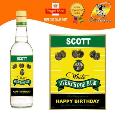 PERSONALISED JAMAICAN WHITE RUM BOTTLE LABEL BIRTHDAY ANY OCCASION GIFT