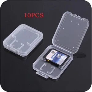 10Pcs Micro SD SDHC Memory Card Case Holder Box Storage Hard Plastic Transparent - Picture 1 of 12