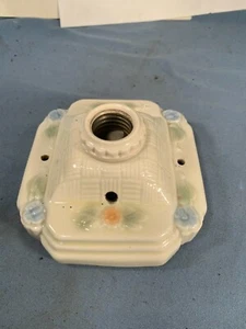 Vintage PORCELIER Floral Decorated Embossed Porcelain Ceiling Fixture c1930s - Picture 1 of 4