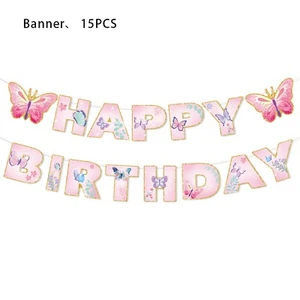 Beautiful Butterfly Bunting Flag Floral Birthday Party Decoration Banner - Picture 1 of 2