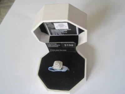 Brilliance 1/2 CTTW Lab Sterling Silver Bride Ring Stacked Square Round Size 7 - Image 1 of 4