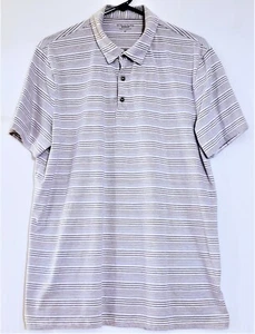 Structure Men Striped Polo Shirt Silver White Slim Fit Extra Large Short Sleeve - Picture 1 of 2