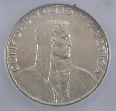 1926 B Switzerland 5 Franc ICG MS63 KM#38 - Image 1 of 4