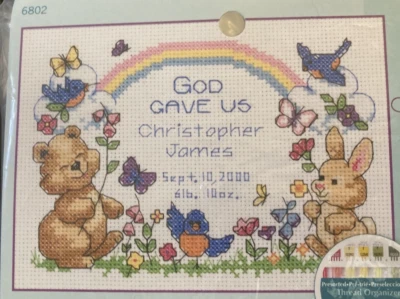 Dimensions God's Babies Birth Record pattern #6802 only (2011) + fabric - Image 1 of 3