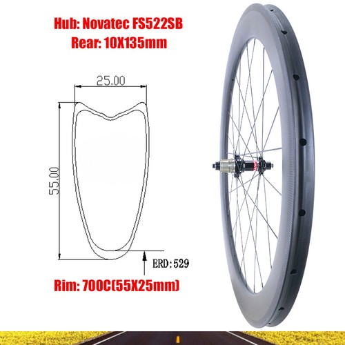 NEW BALANCE Ruota posteriore in carbonio 700C bici da strada 55X25 mm tubolare cerchio 24 fori freno a V mozzo XDR