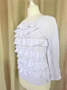 T-shirt donna grigia ""Abercrombie & Fitch"" froufrou taglia XS FR34 US2 UK6 ... - Foto 1 di 10