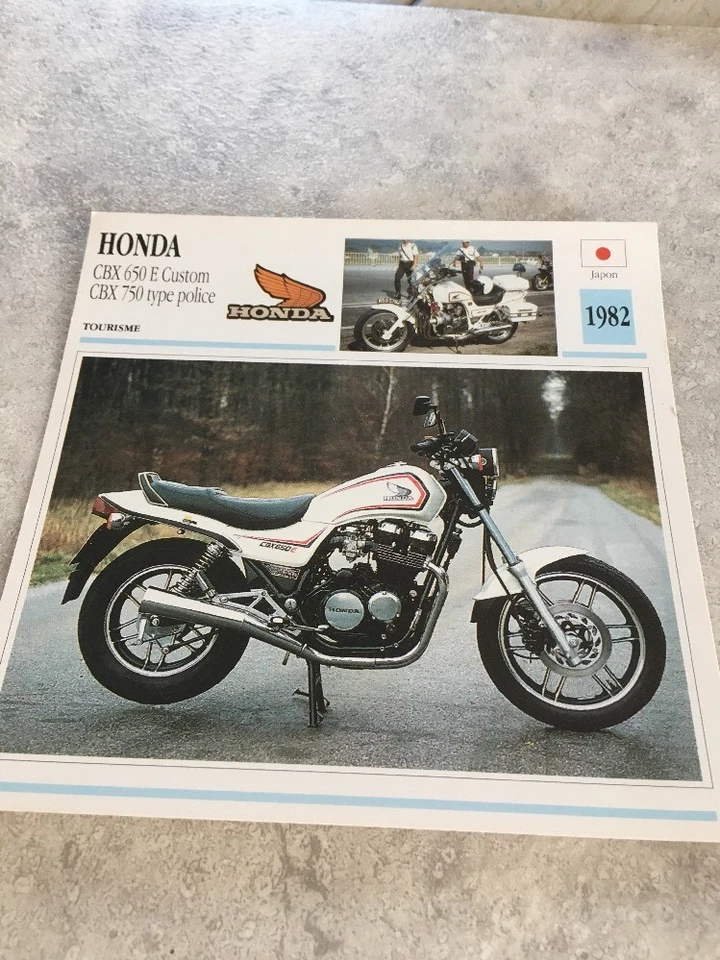 Honda CBX650E C CBX750 Policía 1982 CBX 650 750 Tarjeta Moto Colección Atlas - Imagen 1 de 2