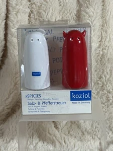 Koziol SPICIES Salt & Pepper Shakers - White And Red Devil And Angel MadeGerman - Picture 1 of 8
