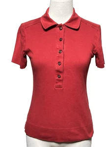 Tory Burch Red Short Sleeve Collared Pullover Top Size Small - Picture 1 of 5