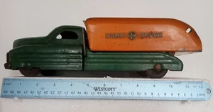 Vintage 1950's Pressed Steel Buddy L Sand and Gravel Green Orange Dump Truck ! - Picture 1 of 6