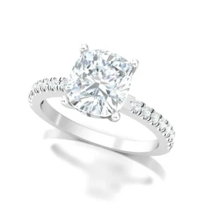 3.00Ct Cushion Cut Bridal Diamond Engagement Ring 14k White Gold Over Size 5-12 - Picture 1 of 6