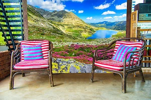 3D Flower field mountain Wall Paper wall Print Decal Wall Deco Indoor wall Mural - Picture 1 of 7