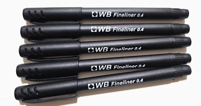 WHITEBOX WB Quality Fineliner 0.4mm 5 Pens Black