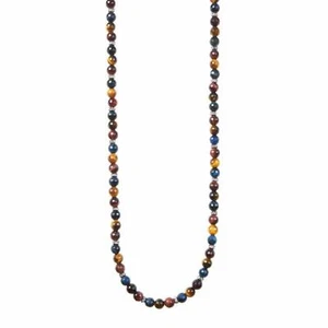 Collana Uomo Gerba C03 In Filo Cerato Con Pietre Naturali Di Occhio Di Tigre - Imagen 1 de 2