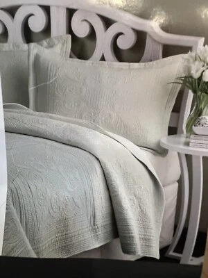 JC Penny Home Collection Azulejo Cosido Algodón Salvia Pálida SHAM (1) Nuevo Foto 1 de 4