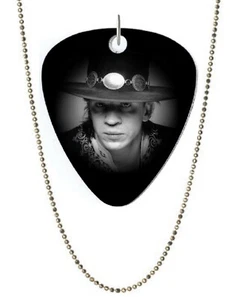 Stevie Ray Vaughan Aluminum Logo Color Guitar Pick Shaped Necklace NEW - Picture 1 of 2