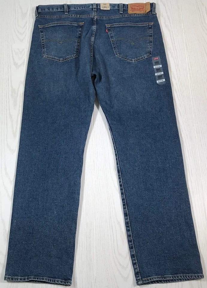 Levis 501 Straight Leg Button Fly Mens Jeans - 44x32 , Black