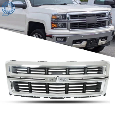 For 2014-2015 Chevrolet Silverado 1500 Front Bumper Grille Black Chrome - Image 1 of 4
