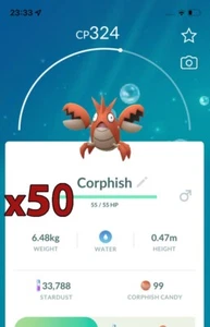 50x Corphish Pokemon Bundle !! Good Chance of Lucky and Good IVs !! Go - Picture 1 of 1