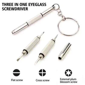 Steel Glasses Screwdriver Eyeglass Screwdriver Watch Repair Kit with Keychain - Picture 1 of 13