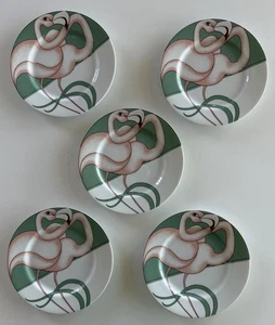 Vintage Fitz & Floyd MCM Flamingo Road Porcelain  5 Dessert Plates Art Deco - Picture 1 of 8