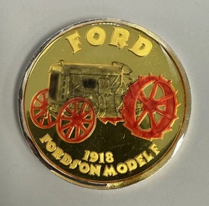 Ford Fordson Model F Tractor Colorized 1 Oz Silver Round .999 - Picture 1 of 3