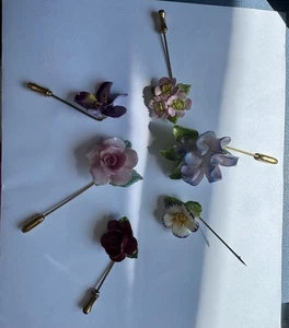 Lapel Pin Brooch’s collection of 6 ~ Flower ~ Vintage ~ Fine Bone China - Picture 1 of 9